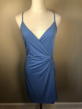 NWT BCBGeneration Blue Sleeveless Wrap Front Dress With Racerback Design Size M